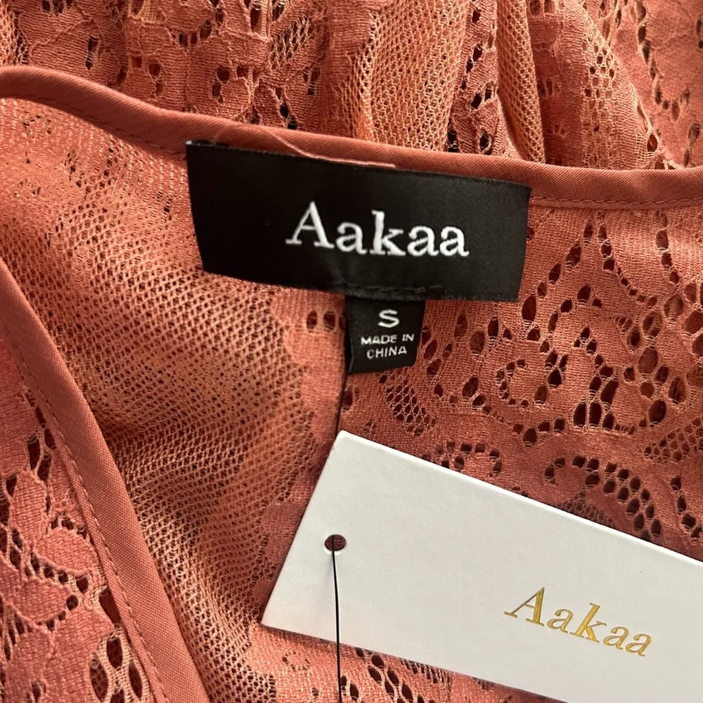 NEW! Aakaa Terracotta Lace Maxi Dress. Stunning lace design. Size Small. - Picture 9 of 11